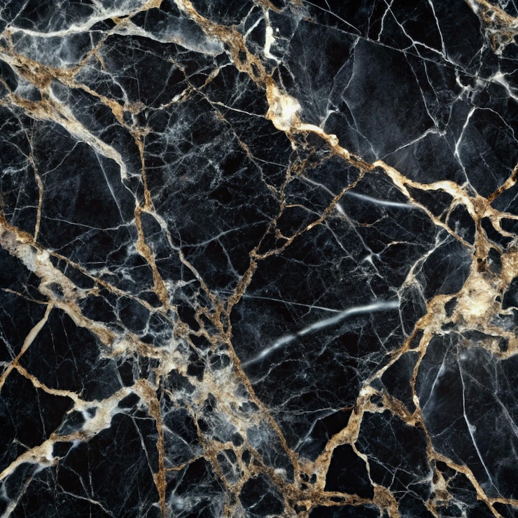 PSD un piso de mármol negro y blanco con mármoles dorados y blancos