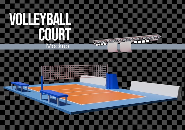 Pista de voleibol 3d con maqueta de red