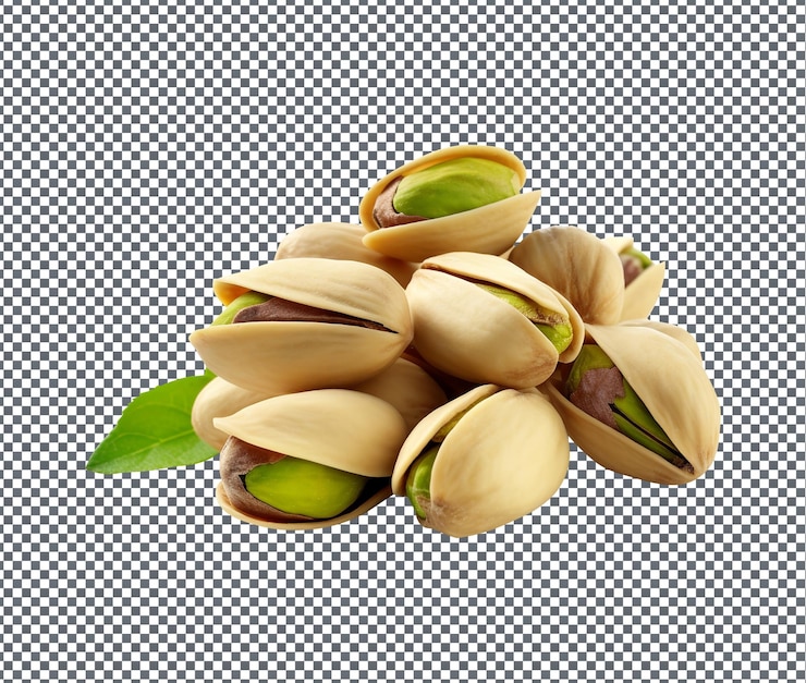 PSD pistachos naturales y frescos aislados sobre un fondo transparente