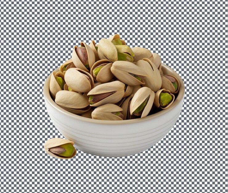PSD pistachos naturales y frescos aislados sobre un fondo transparente
