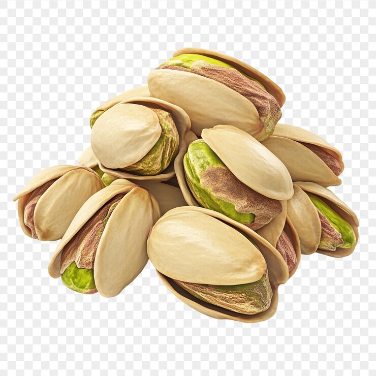 PSD pistachos orgánicos en concha aislados en un fondo transparente para proyectos culinarios de alimentación saludable