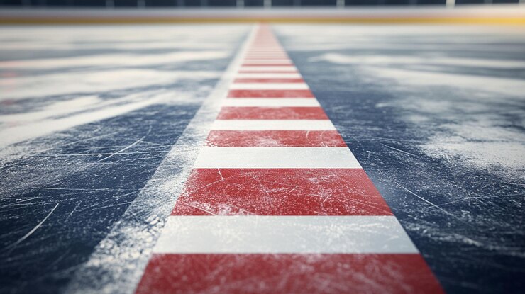 PSD piste de hockey sur glace à rayures rouges et blanches