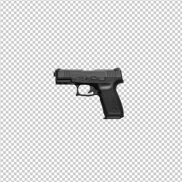 PSD pistol preto isolado em fundo transparente
