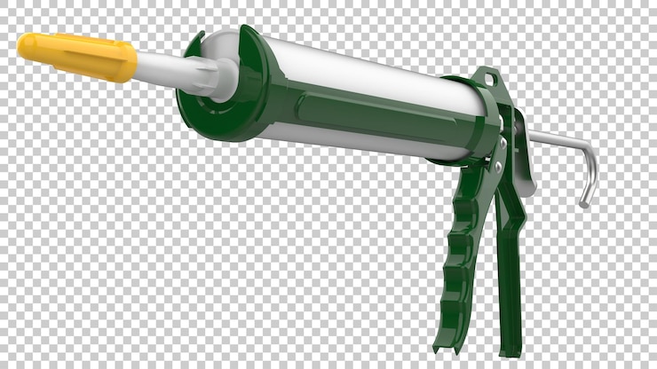 PSD pistola de calafateo aislada en la ilustración de representación 3d de fondo transparente