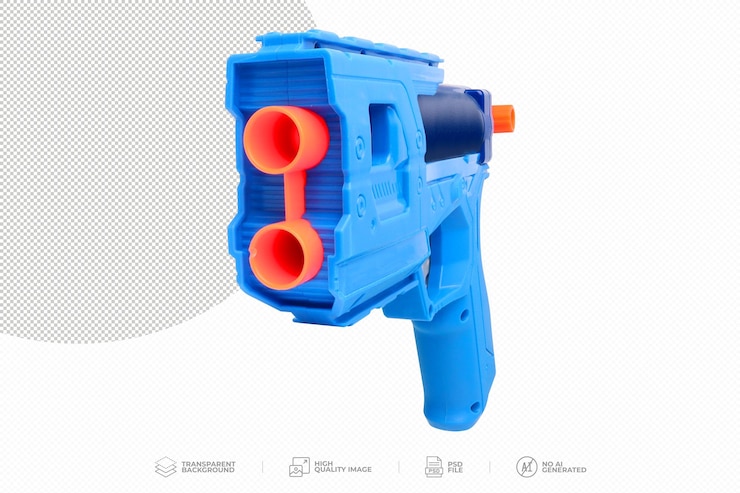 PSD pistola de juguete de plástico azul y naranja para niños