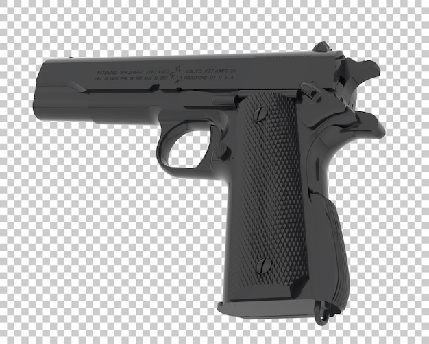 PSD pistola na ilustração de renderização 3d de fundo transparente