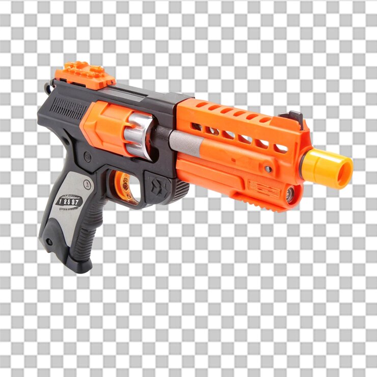 PSD pistola nerf aislada sobre un fondo transparente