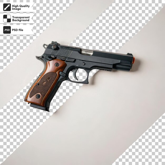 Pistola psd y balas en fondo transparente con capa de máscara editable