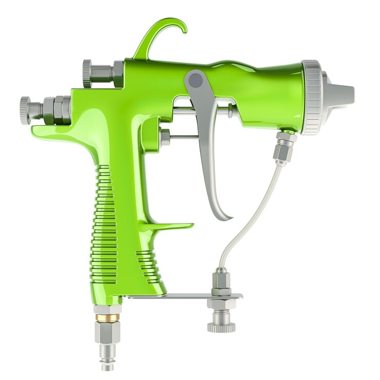 PSD pistola de pulverización de aire electrostático renderizado en 3d aislado sobre un fondo transparente