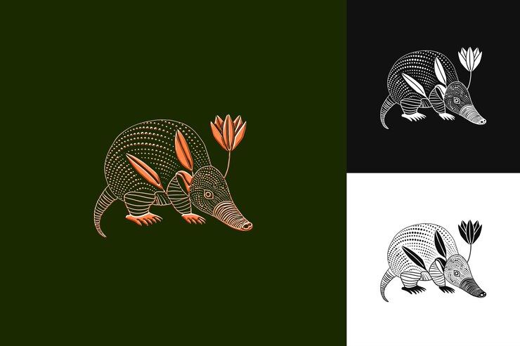 PSD pitaya con silueta de armadillo y diseño minimalista con diseño vectorial de ilustraciones creativas