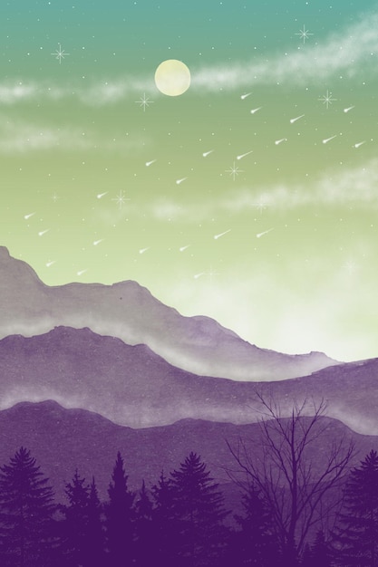 Pittura astratta di montagna, Sfondo astratto, Vettore Premium