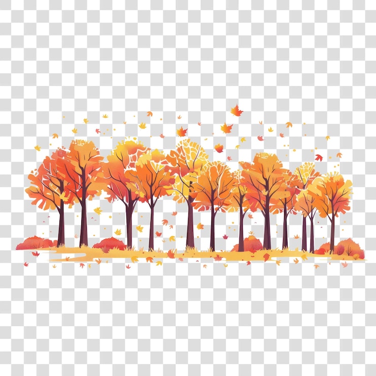 PSD pittura illustrata di un paesaggio forestale d'autunno