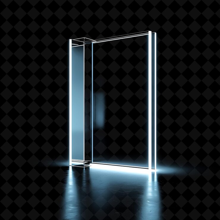 PSD pivot gate con diseño minimalista y brillo de neón blanco hecho en w png y2k colección de colores de neón de forma