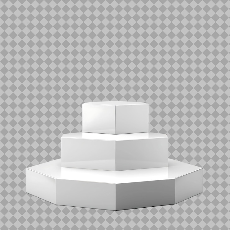 PSD pivoting tetradecagonal aluminium product stand con un objeto png ligero en un fondo limpio