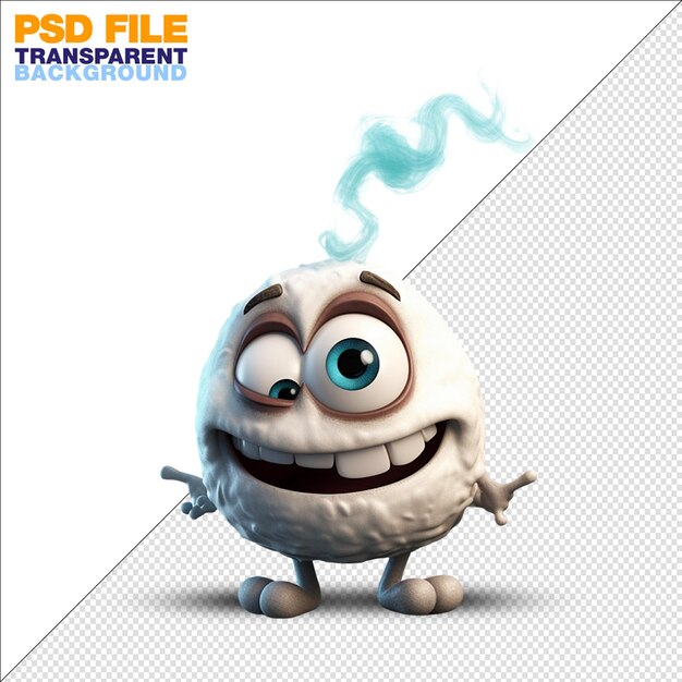 PSD pixar dibujos animados amigable saludable lindo pequeño monstruo