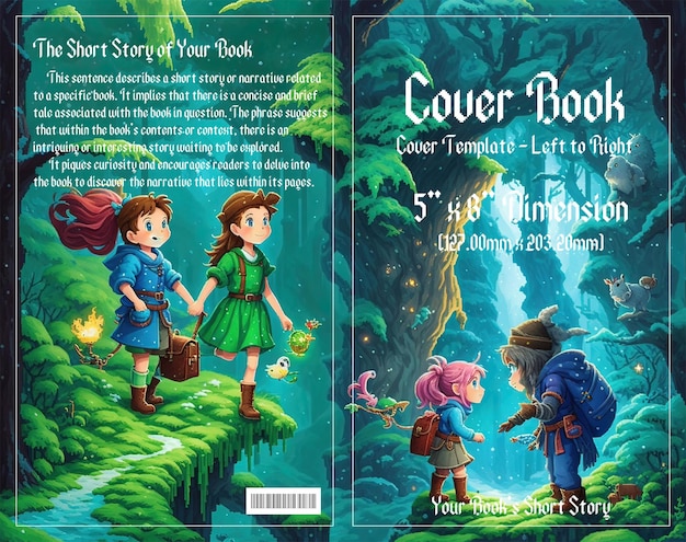 PSD pixel adventure enchanting cover for children's book set in dark forests desfrute com o arquivo psd