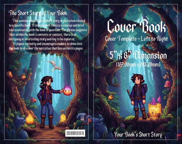 PSD pixel adventure enchanting cover für kinderbücher in dunklen wäldern genießen sie mit psd-datei