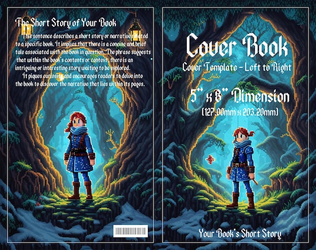 PSD pixel adventure enchanting cover für kinderbücher in dunklen wäldern genießen sie mit psd-datei