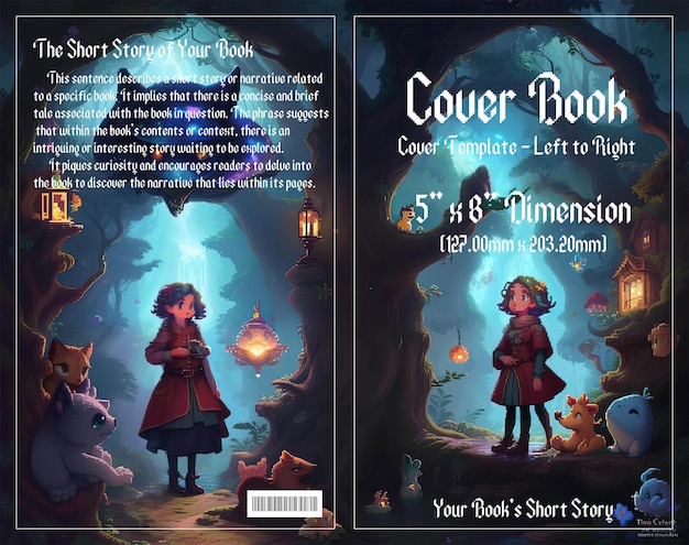 PSD pixel adventure enchanting cover für kinderbücher in dunklen wäldern genießen sie mit psd-datei