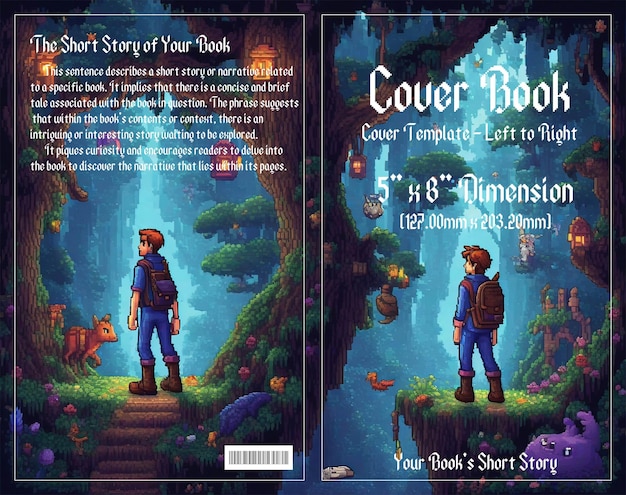 PSD pixel adventure enchanting cover para libros infantiles ambientados en bosques oscuros disfrutar con el archivo psd