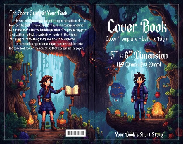 PSD pixel adventure enchanting cover para libros infantiles ambientados en bosques oscuros disfrutar con el archivo psd