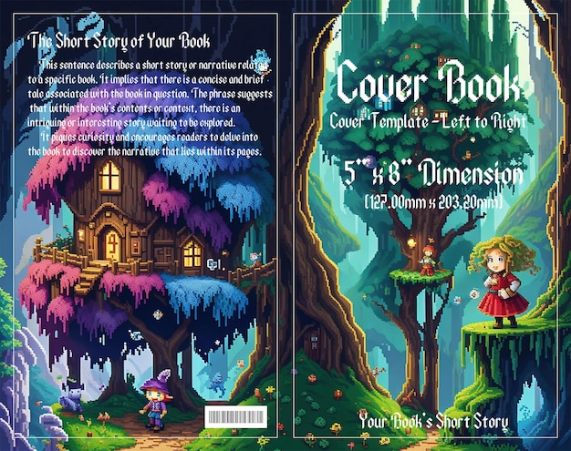 Pixel adventure enchanting cover para libros infantiles ambientados en bosques oscuros disfrutar con el archivo psd
