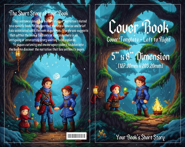 Pixel adventure enchanting cover para libros infantiles ambientados en bosques oscuros disfrutar con el archivo psd