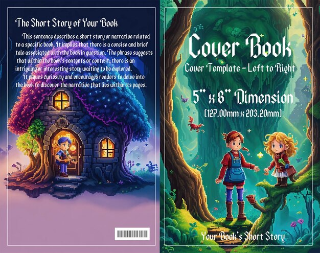 PSD pixel adventure enchanting cover pour un livre pour enfants set in dark forests profitez avec le fichier psd