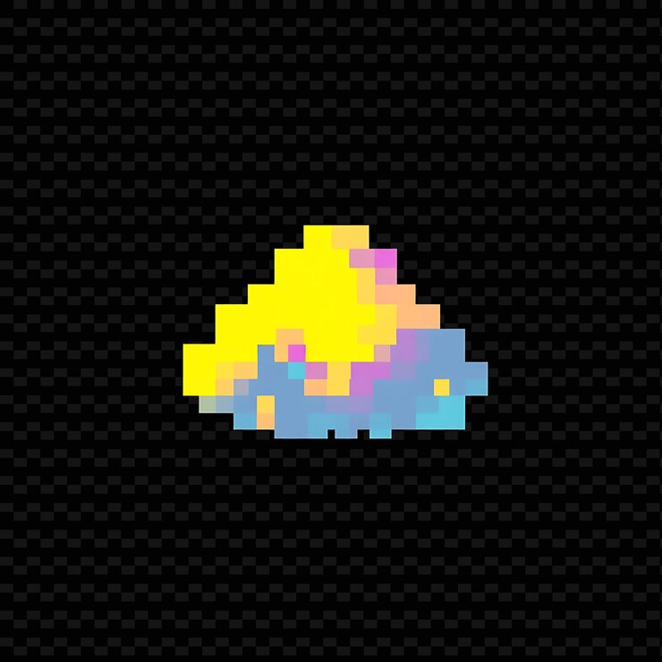 PSD pixel art cirrus cloud composto de pequenos quadrados designs digitais e retro te_isolated_neon_objectx
