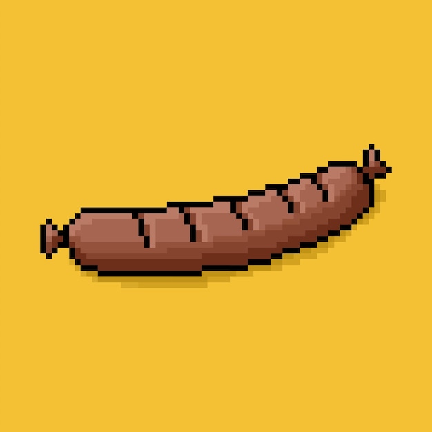 PSD un pixel art d'une saucisse sur fond jaune