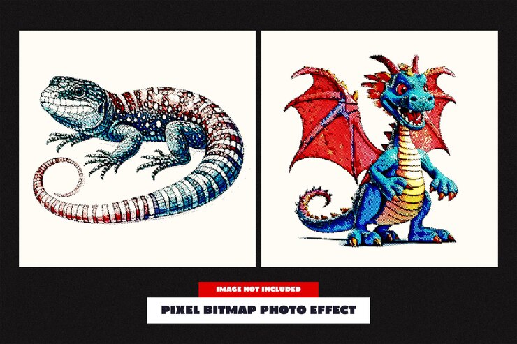 PSD pixel-bitmap-foto-effekt für das quadrat
