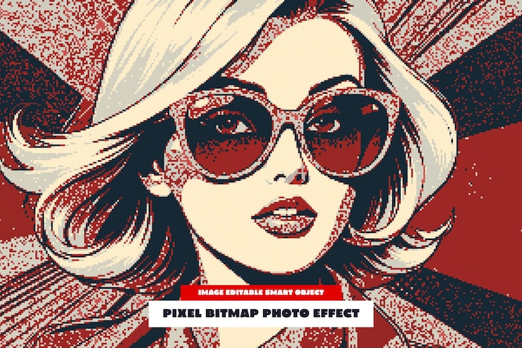 PSD pixel-bitmap-fotoeffekt