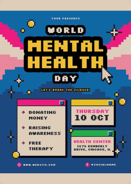 Pixel Bleu Journée Mondiale De La Santé Mentale