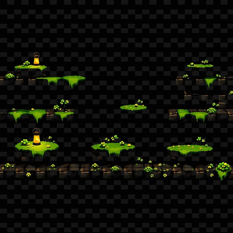 PSD pixel cobblestones moss lanterns clovers usado cobblestone moss creeping entre el activo del juego