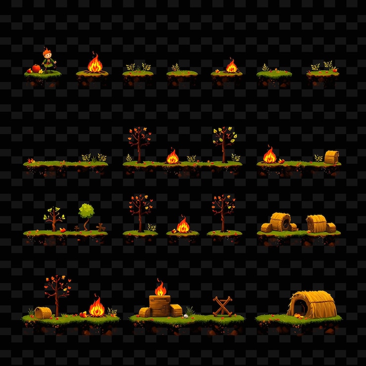 PSD pixel leaves bonfires scarecrows haystacks autumn leaves crunch underfoot bonfires cr asseta del gioco