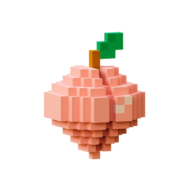 pixel peach png 3d pixel art peach pixel fruit png retro game fruits collection voxel food