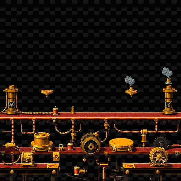 Pixel plataformas de bronce cables de cobre engranajes de hierro respiraderos de vapor plataformas de bronzos bajo los pies C juego activo