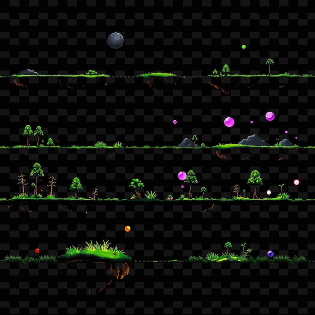 Pixel Pulsing Earth Laser Trees Pixel Grass Orbes flotantes El suelo está hecho de Pulsing E