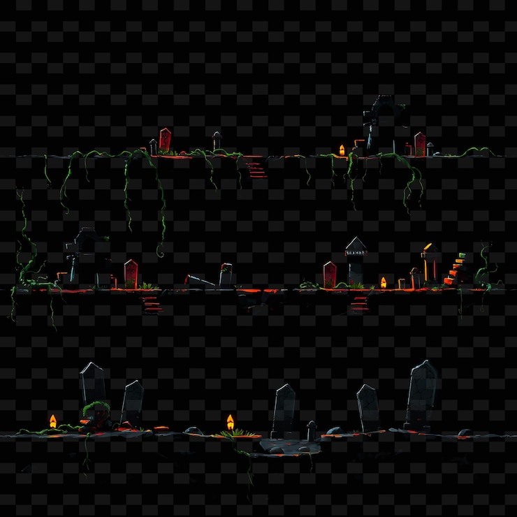 PSD pixel twisted vines luces espectrales ruinas antiguas lápidas agrietadas vines twisted c juego assetr