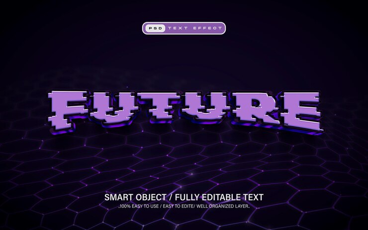 PSD pixelated futuristic editable text effect