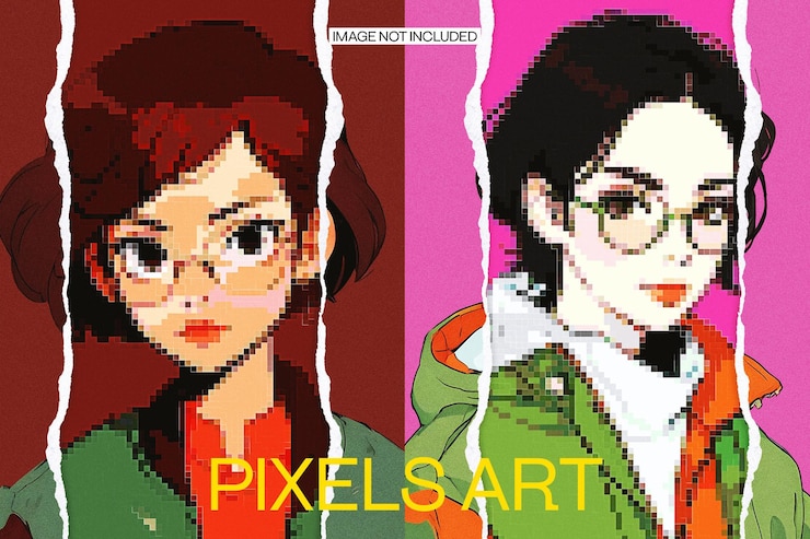 PSD pixels art photo effect for poster