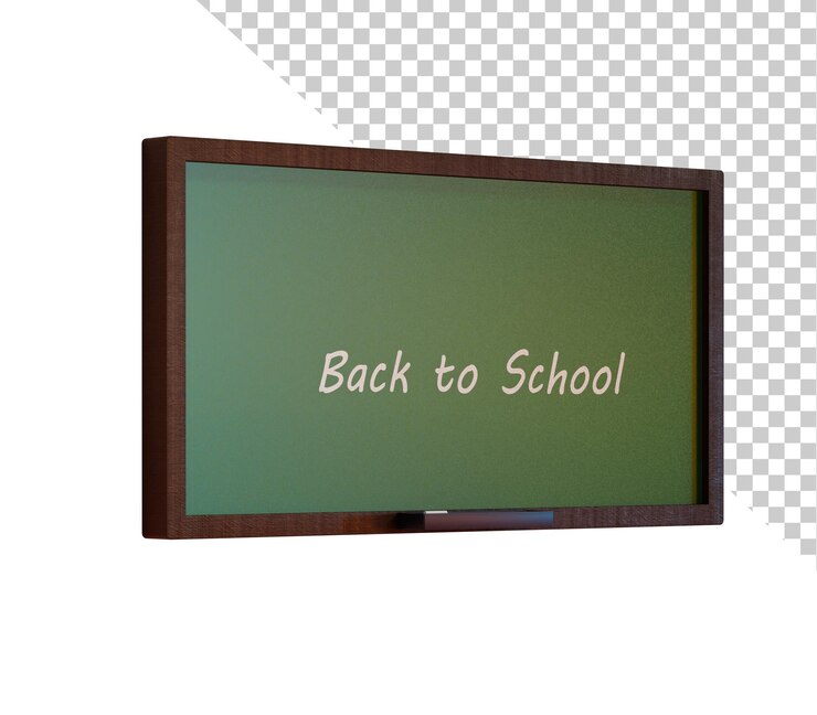 PSD pizarra pizarra con la inscripción regreso a la escuela junta escolar verde 3d render