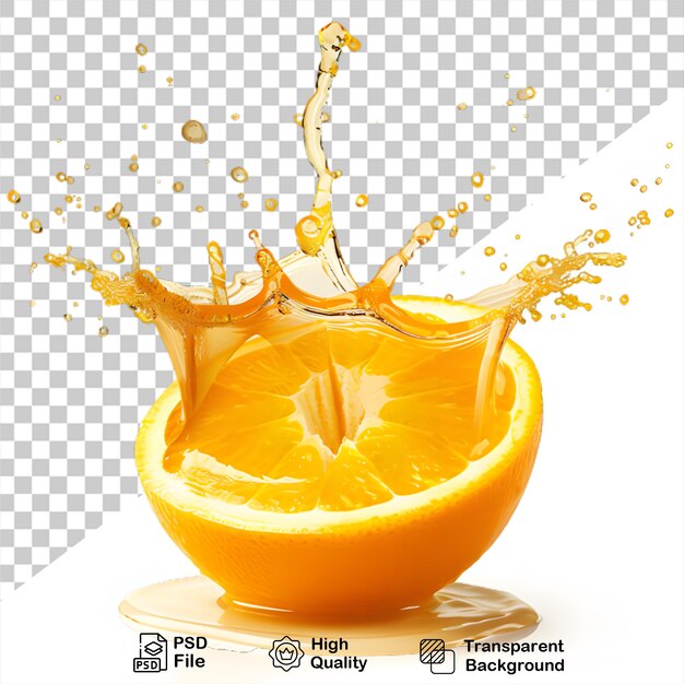 PSD una pizca de jugo de naranja en un jugo de naranja transparente