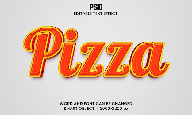 Pizza 3d editierbarer texteffekt premium psd mit hintergrund