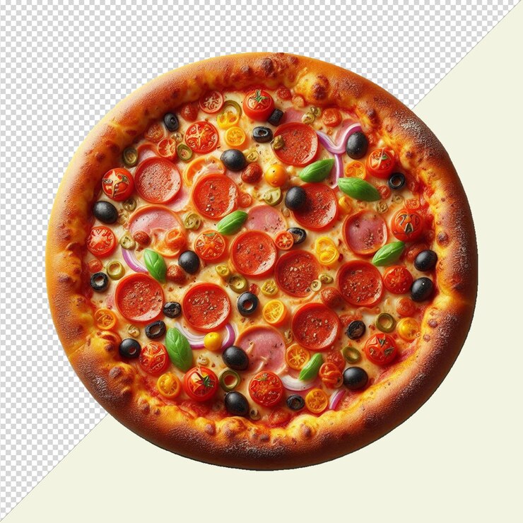 Pizza aislada en un fondo transparente