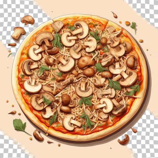 Pizza Aux Champignons Sur Fond Transparent Avec Texture Crémeuse