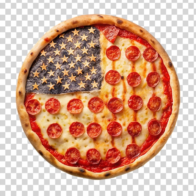 PSD pizza con bandera estadounidense diseñada aislada sobre un fondo transparente