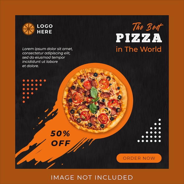 Pizza comida menú promoción redes sociales instagram post banner plantilla