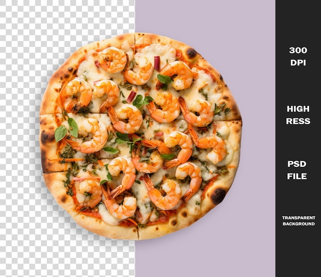 PSD une pizza avec des crevettes et des crustacés dessus