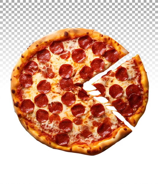 PSD une pizza cuite transparente sur une surface transparente